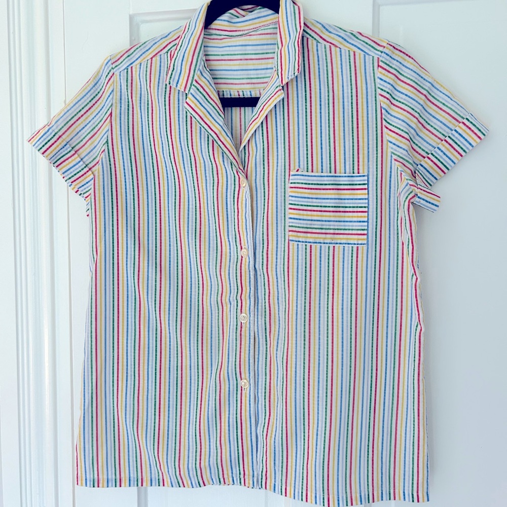 Vintage Rainbow Striped Button Up Shirt